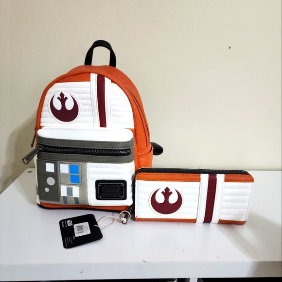 Loungefly Handbags - Disney Star Wars Rebel Alliance X wing Loungefly Backpack & matching wallet NWT
